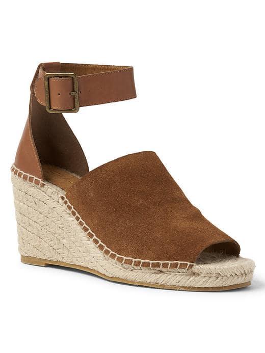 Gap Women Suede Espadrille Wedges - Cognac