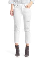 Gap Women Mid Rise Destructed Slim Crop Jeans - White
