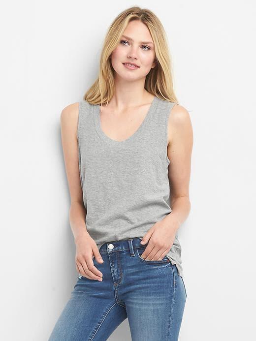 Gap Scoopneck Tank - New Heather Grey