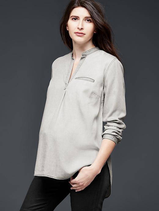Gap Women Tencel Popover Top - Shark Fin