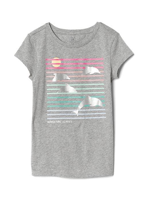 Gap Women Embellished Graphic Short Sleeve Tee - Light Heather Gray