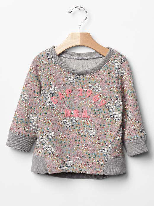 Gap Logo Floral Sweatshirt - Grey Heather