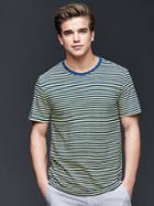 Gap Men Indigo Contrast Stripe T Shirt - Yellow Stripe