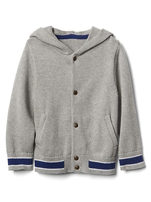 Gap Varsity Hoodie Cardigan - Grey Heather