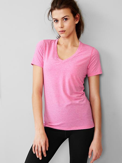 Gap Gapfit Breathe V Neck Tee - Neon Double Pink
