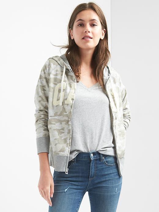 Gap Camo Fleece Logo Hoodie - Grey Camo