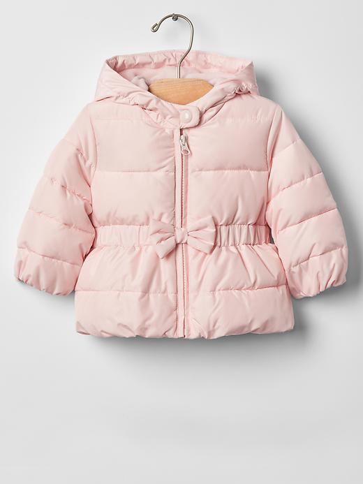 Gap Warmest Bow Peplum Puffer - Pink Cameo