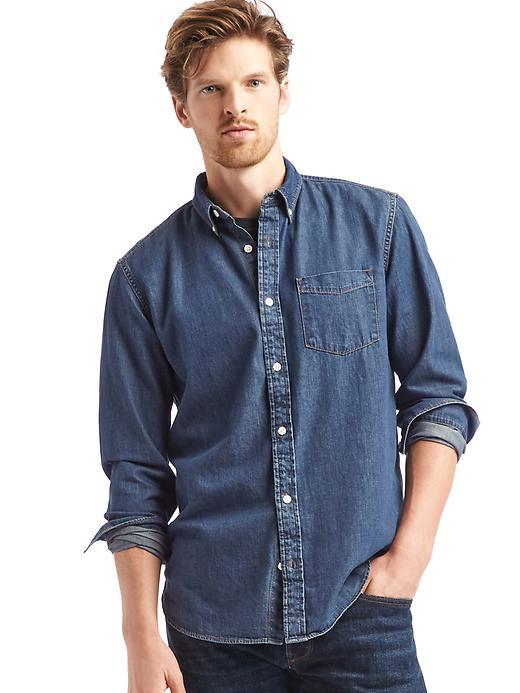 Gap Men 1969 Button Down Denim Shirt - Tinted Indigo