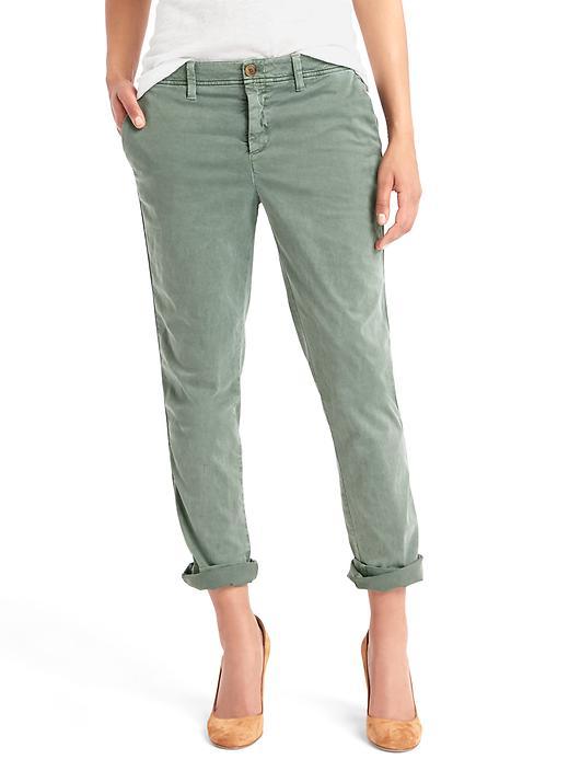 Gap Women Twill Stripe Girlfriend Chino - Cucumber Peel