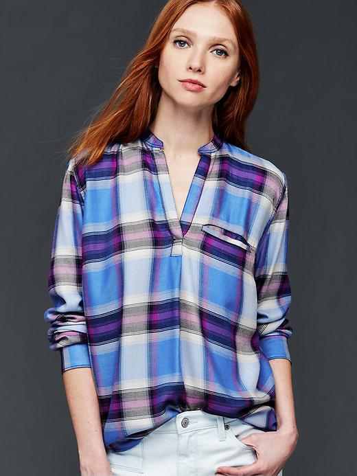 Gap Women Drapey Flannel Boyfriend Shirt - Ombre Lilac