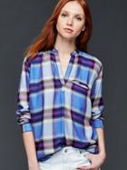 Gap Women Drapey Flannel Boyfriend Shirt - Ombre Lilac