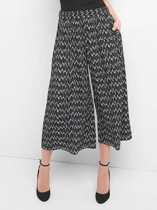 Gap Women Drapey Print Culottes - Black Print