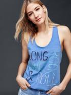 Gap Women Long Live Graphic Tank - Moore Blue