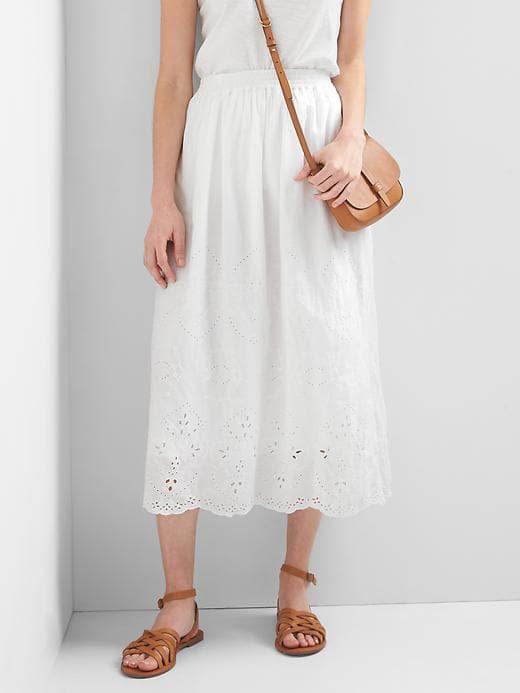 Gap Eyelet Lace Midi Skirt - Optic White