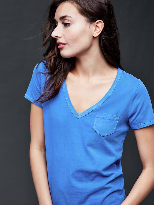 Gap Vintage Wash V Neck Tee - Blue Allure