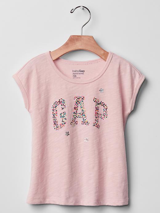 Gap Floral Glitter Logo Tee - Icy Pink