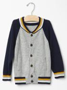 Gap Intarsia Varsity Cardigan - Light Heather Gray