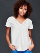 Gap Women Silky Flounce Top - White