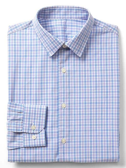 Gap Men Stretch Poplin Plaid Standard Fit Shirt - Warm Violet