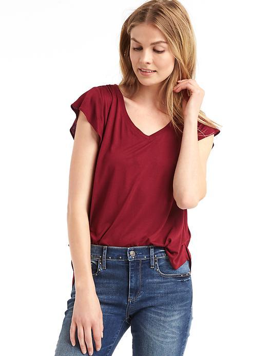Gap Women Drapey Short Sleeve V Neck Tee - Carmenere