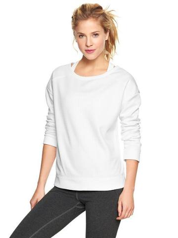 Gap Gapfit Perforated Fleece Sweatshirt - White