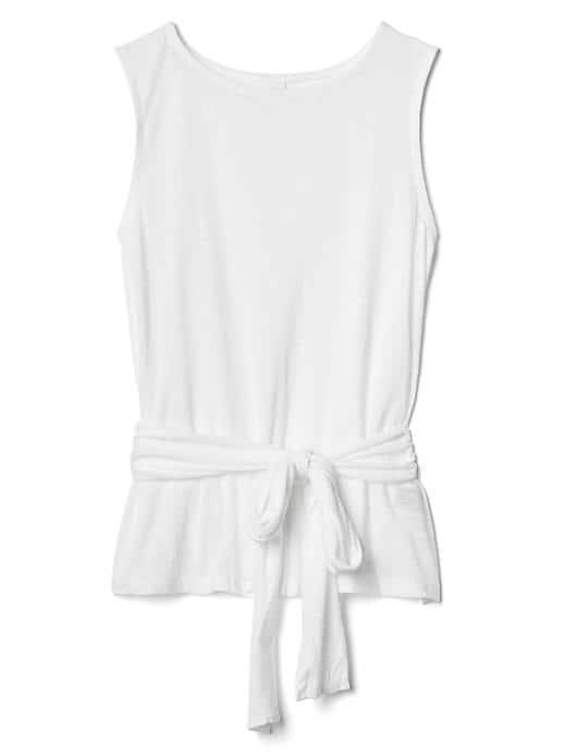 Gap Women Sleeveless Tie Belt Top - White