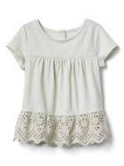 Gap Women Eyelet Peplum Shirred Top - Chic Mint