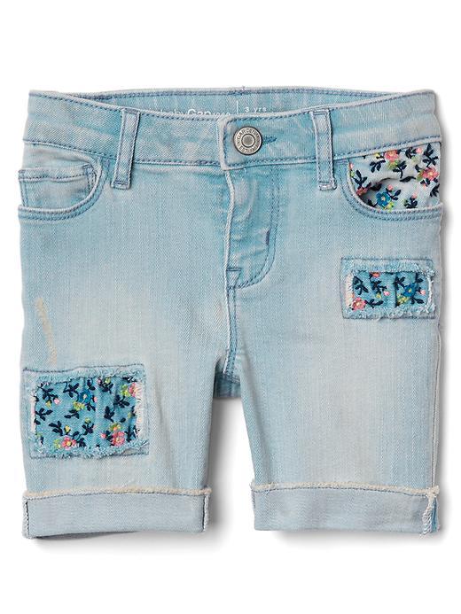 Gap Stretch Floral Rip & Repair Bermuda Shorts - Light Wash