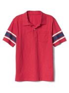Gap Stripe Sleeve Pocket Polo - Pepper Red