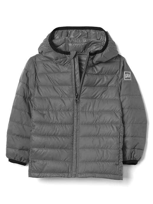 Gap Coldcontrol Lite Puffer Hoodie - Dark Heather Grey