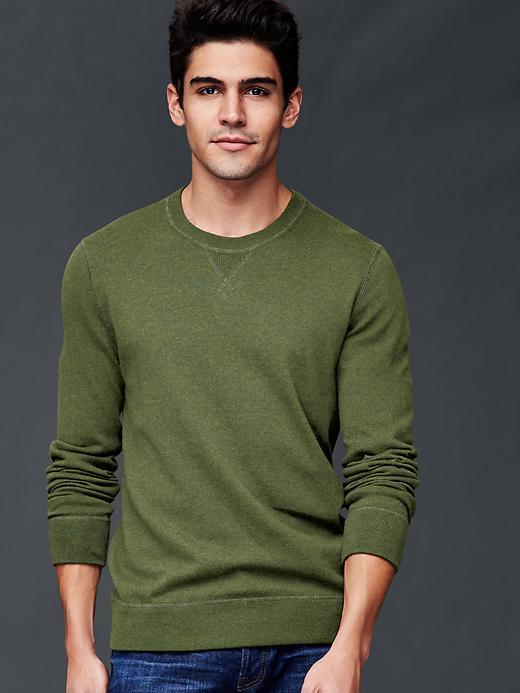 Gap Cotton Crew Sweater - Olive Heather