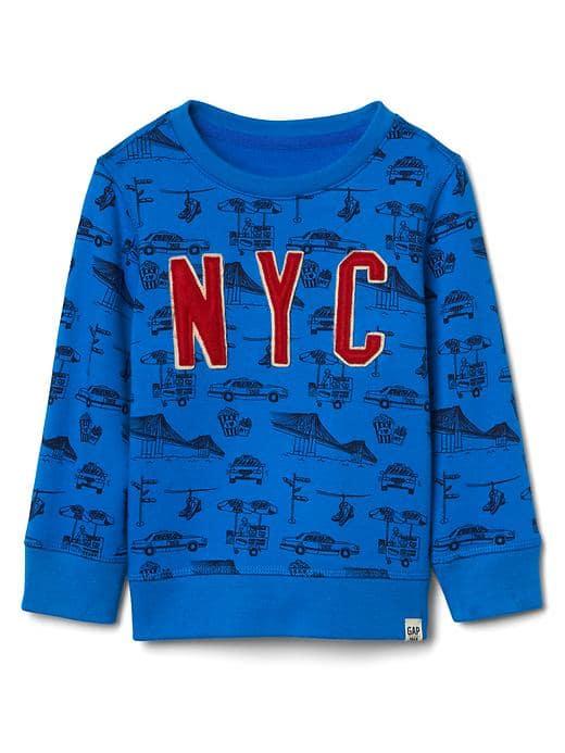 Gap Print Crew Pullover - Blue Streak