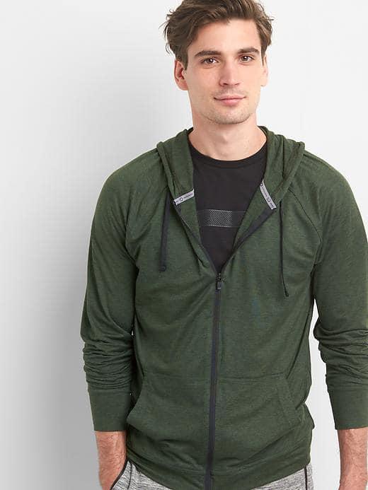 Gap Men Brushed Tech Jersey Zip Hoodie - Forbidden Forest