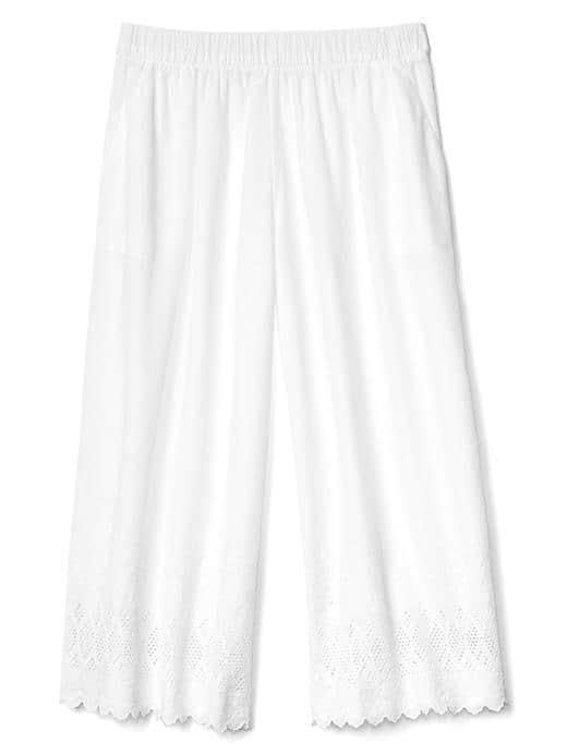 Gap Women Eyelet Wide Leg Crop Pants - New Off White