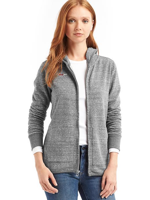 Gap Women X Red Long Zip Hoodie - Space Dye Grey Marl