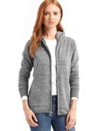Gap Women X Red Long Zip Hoodie - Space Dye Grey Marl