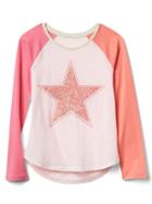 Gap Embellished Graphic Colorblock Tee - Pink Heather