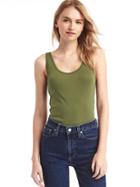Gap Women Ribbed Tank - Army Jacket Green