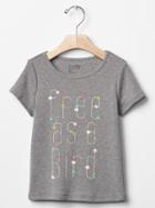 Gap Embellished Spring Graphic Tee - Light Heather Gray