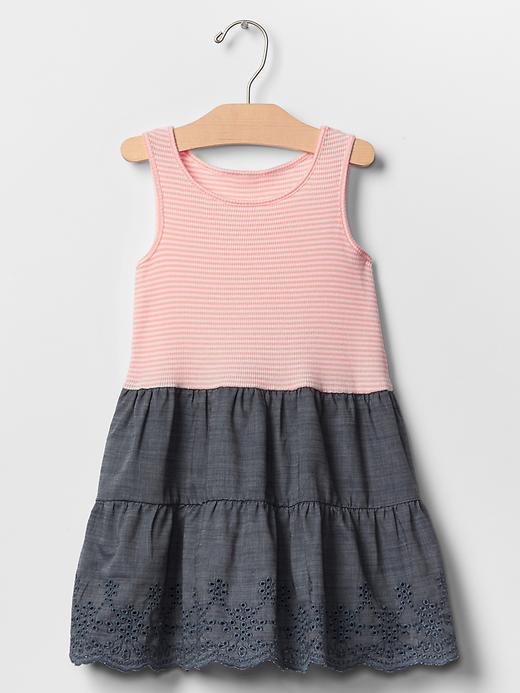 Gap Stripe Mix Fabric Tank Dress - Creamy Coral