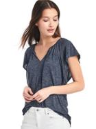 Gap Women Drapey Flutter Sleeve Top - Navy Heather