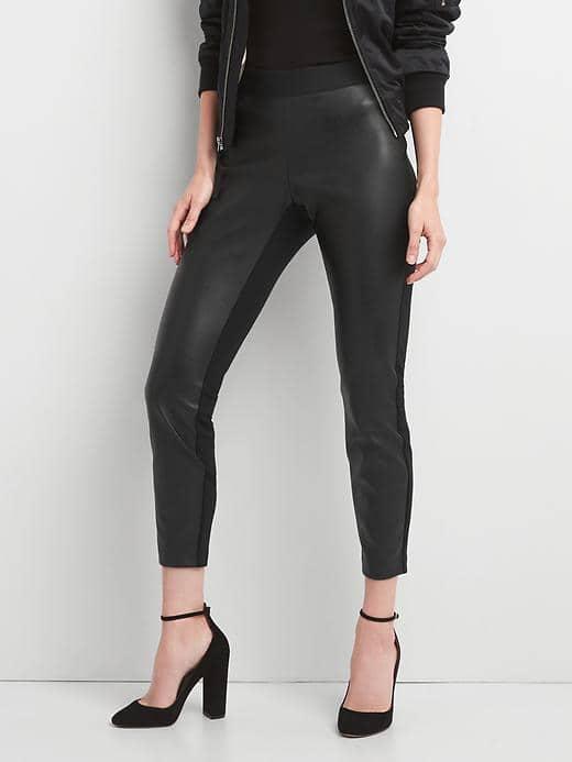 Gap Women Faux Leather Front Leggings - Black