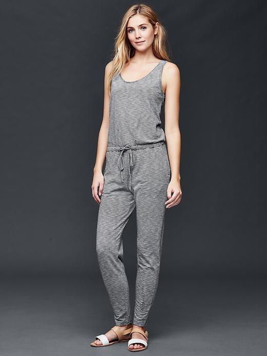 Gap Women Mini Stripe Tie Jumpsuit - Navy & White Stripe