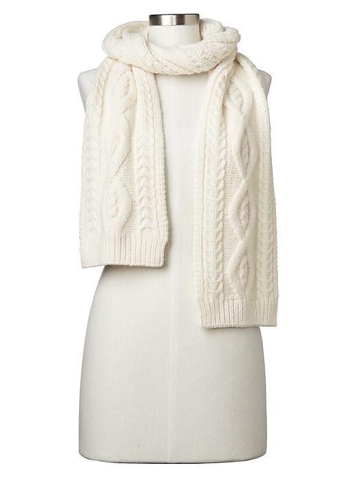 Gap Women Diamond Cable Knit Scarf - Snow Cap
