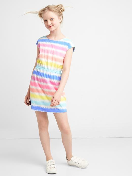 Gap Print Cross Back Cap Dress - Rainbow Stripe
