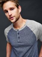 Gap Men Marled Baseball Henley - Medium Grey Heather
