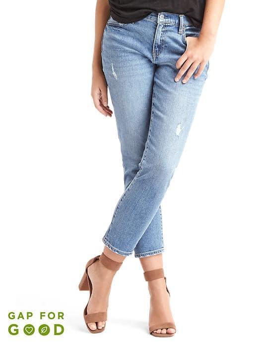 Gap Women Washwell Mid Rise Best Girlfriend Jeans - Kahala Blue