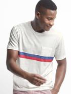 Gap Men Stripe Pocket Crewneck Tee - New Off White