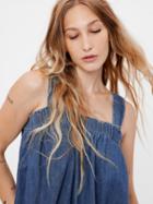 Denim Tie-back Babydoll Tank Top With Washwell