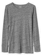 Gap Women Long Sleeve Crewneck Feather Tee - Charcoal Gray